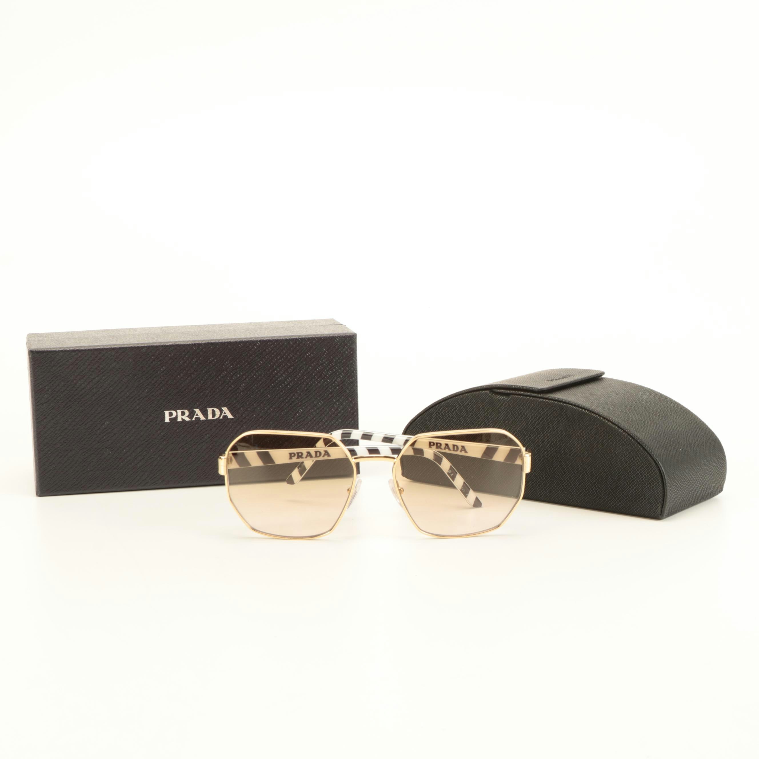 Prada PR54XS Rectangular Aviator Style Sunglasses with ...