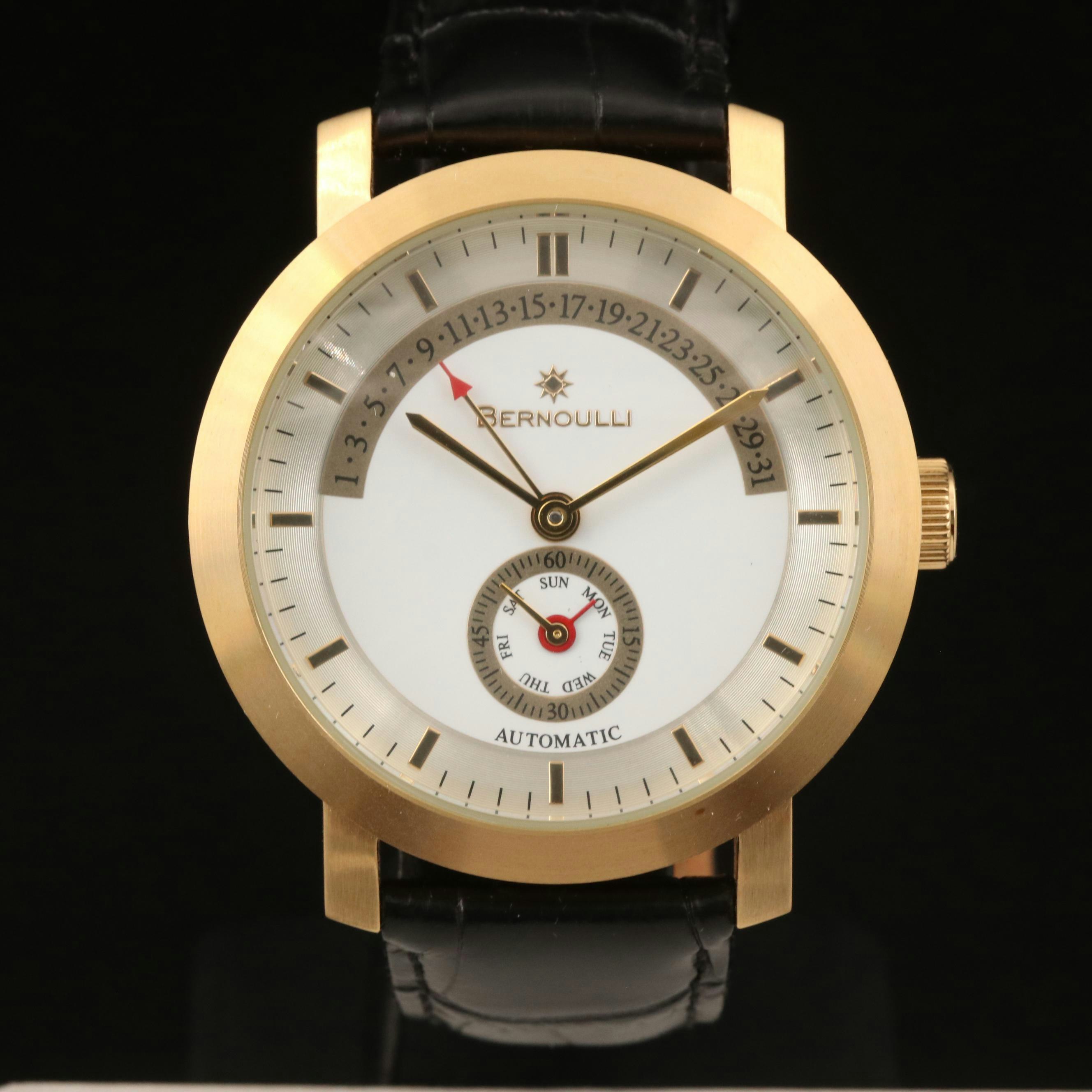 Stainless Steel Bernoulli Yellow Tone Day/Date Wristwatch | EBTH